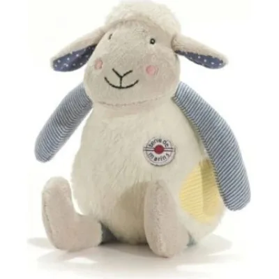 doudou mouton rayé bleu terre de marin