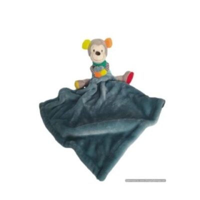 doudou singe bleu jaune orange rouge