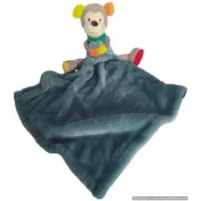 doudou singe bleu jaune orange rouge