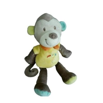 doudou singe pull jaune bleu nicotoy