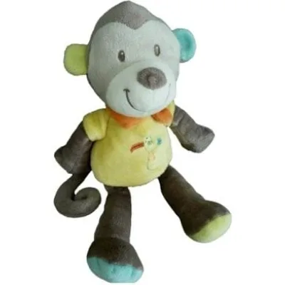 doudou singe pull jaune bleu nicotoy