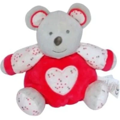 doudou souris grise et rouge coeur