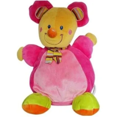 doudou souris rose vert écharpe mot d 'enfant