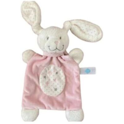 Doudou lapin plat tex rose