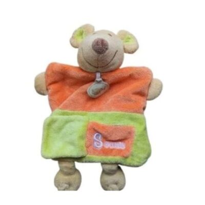 doudou souris baby nat orange et vert