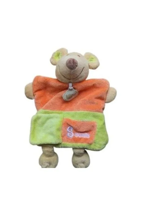 doudou souris baby nat orange et vert