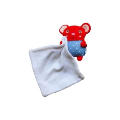 doudou souris bleu et rouge mouchoir dpam