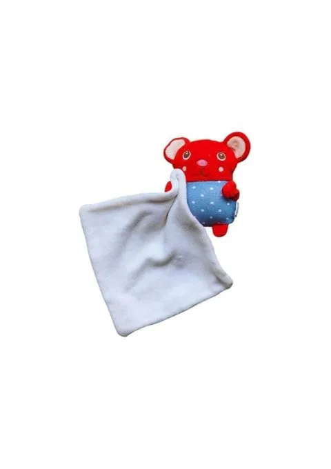 doudou souris bleu et rouge mouchoir dpam