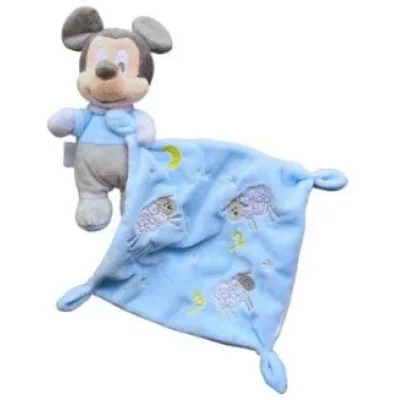 doudou souris bleu mickey mouchoir