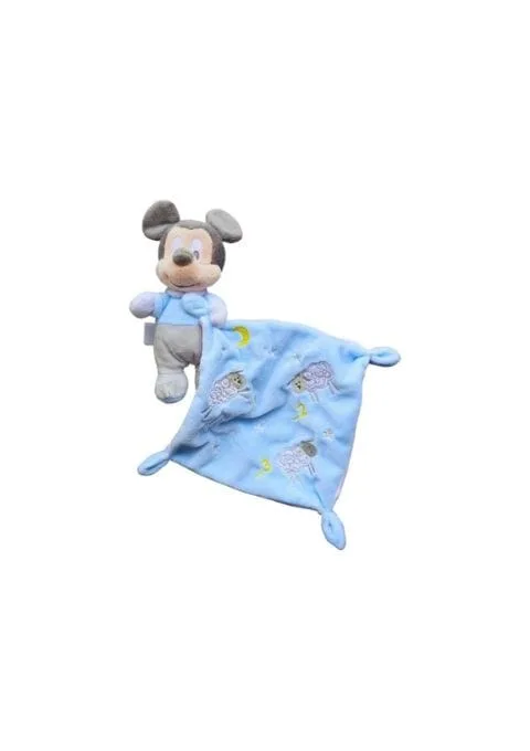 doudou souris bleu mickey mouchoir
