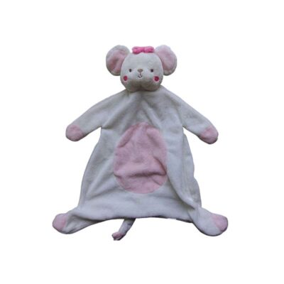 doudou souris plate rose et blanche kimbaloo