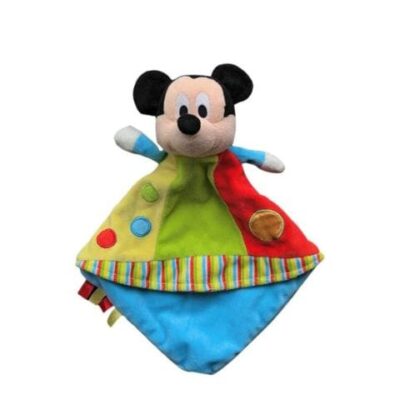 doudou souris mickey rouge vert jaune bleu