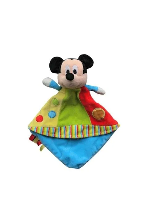 doudou souris mickey rouge vert jaune bleu