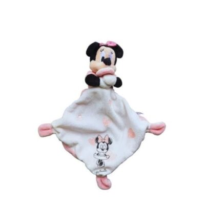 doudou souris plate blanche et rose minnie