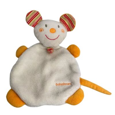doudou souris rayé blanc orange babysun
