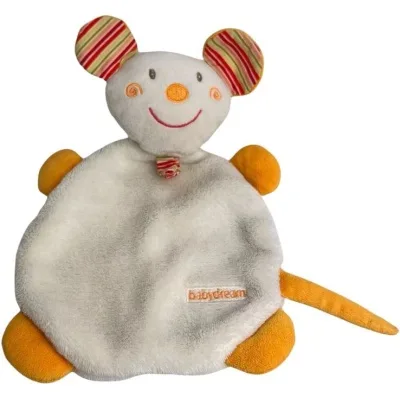 doudou souris rayé blanc orange babysun