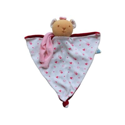 Doudou souris plate blanc rouge stolle