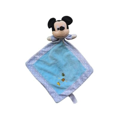 doudou souris mickey plat bleu blanc