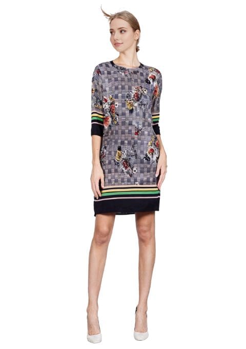 robe grise fleurie