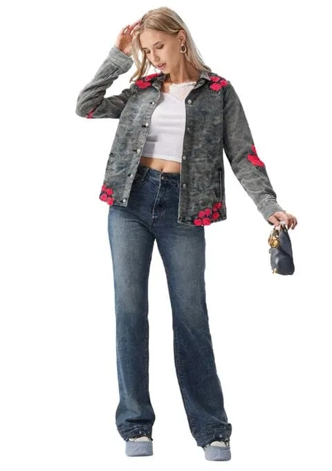 veste en jeans brodé n poker