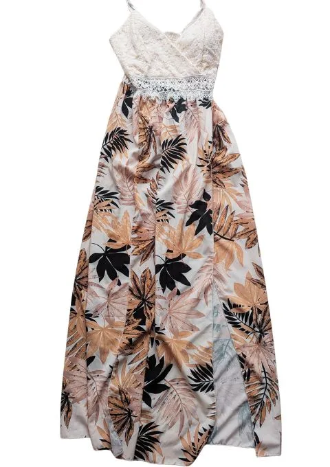robe longue fleur marron